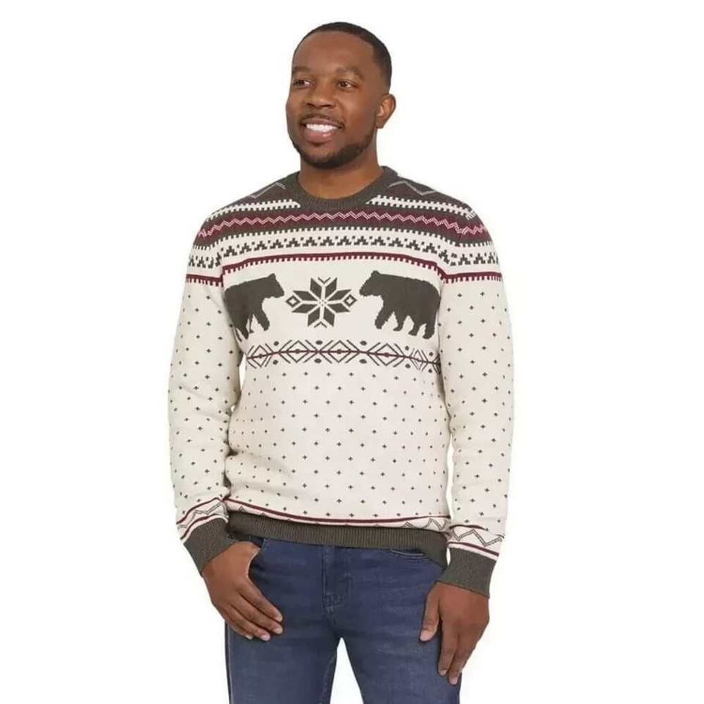 Lands' End Men’s Family Holiday pull over Sweater